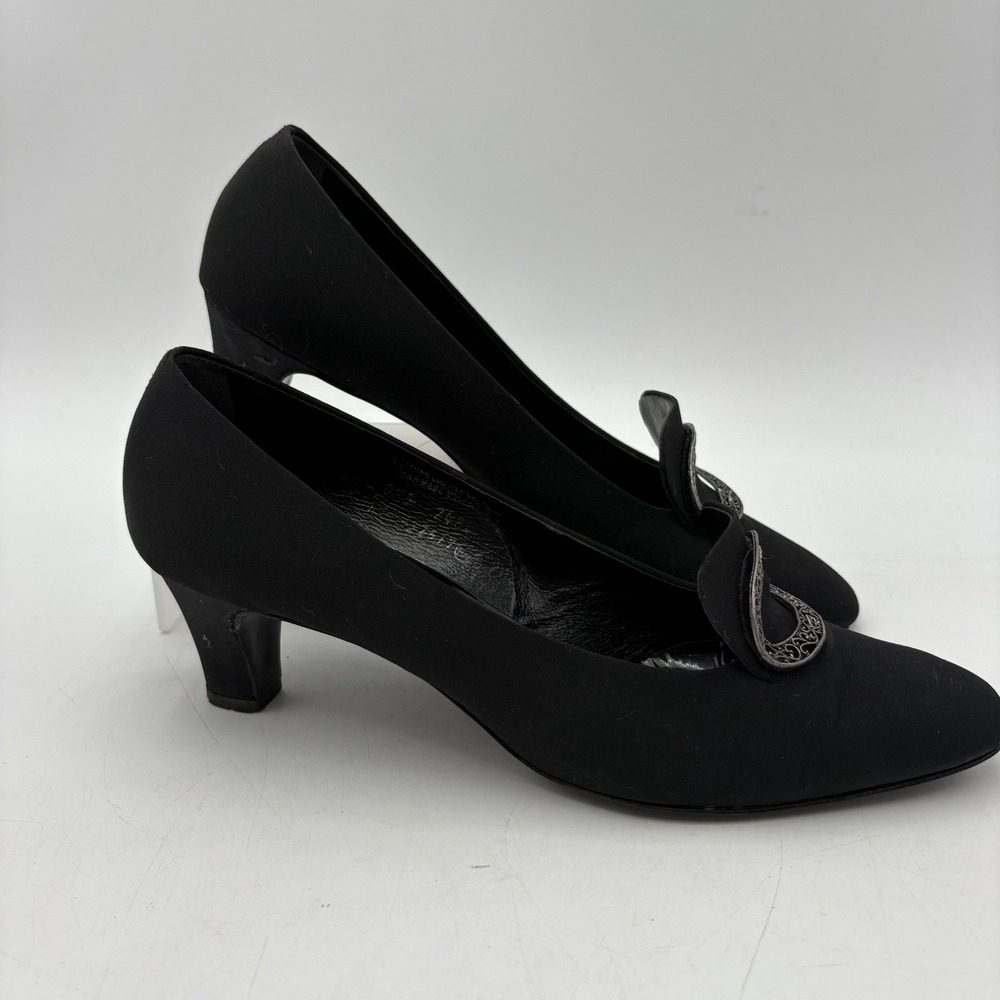 Thom McAn Women's Black Fabric Pumps Size‎ 7.5 M Vintage Dress Heels
